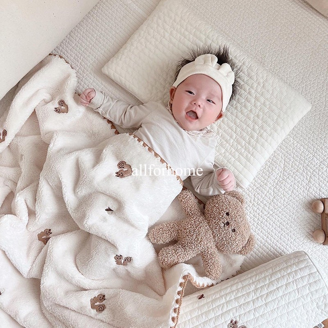 올포홈 자수 극세사 무형광 겨울 블랭킷, 러빗