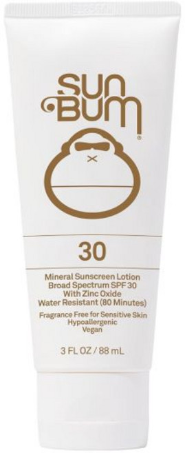 선범 미네랄 SPF 50 선크림 바디 로션 - 비타민 E가 함유된 광범위 보습 자외선 차단제 비건 및 하와이 104 법 준수옥시녹세이트 옥시벤존 없이 제작 여행 친화적인 3온스, SPF 30, 1개, 88ml