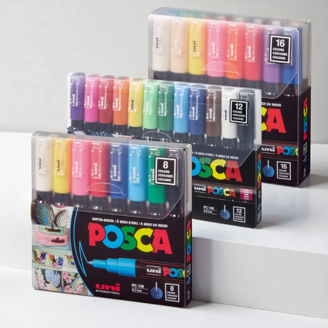 잘지워지는 슈링클스 마카펜 색칠 포스터칼라 uni posca 마커, 8색 세트, 포스카 1M