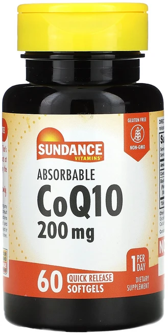 Sundance Vitamins 흡수성 CoQ10 200mg 속방형 소프트젤 60정 Vitamins (선댄스 비타민), 200 mg, 1개 - 쿠팡