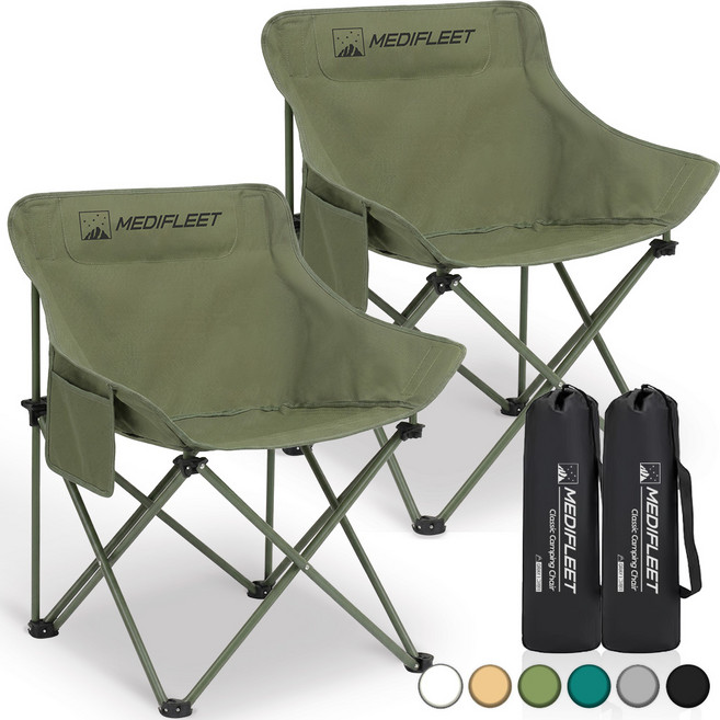 홈스토리즈 접이식 휴대용 아웃도어 피크닉 감성 캠핑 의자, 2개, 카키