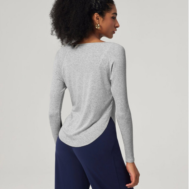 보트넥 루즈핏 골지 모달 긴팔 티셔츠 레깅스커버업 요가 필라테스 상의