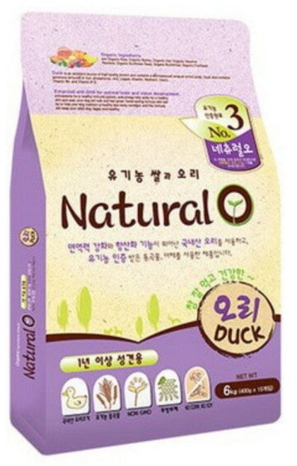 강아지사료 네츄럴오 쌀과 오리 6kg 애견사료, 1개