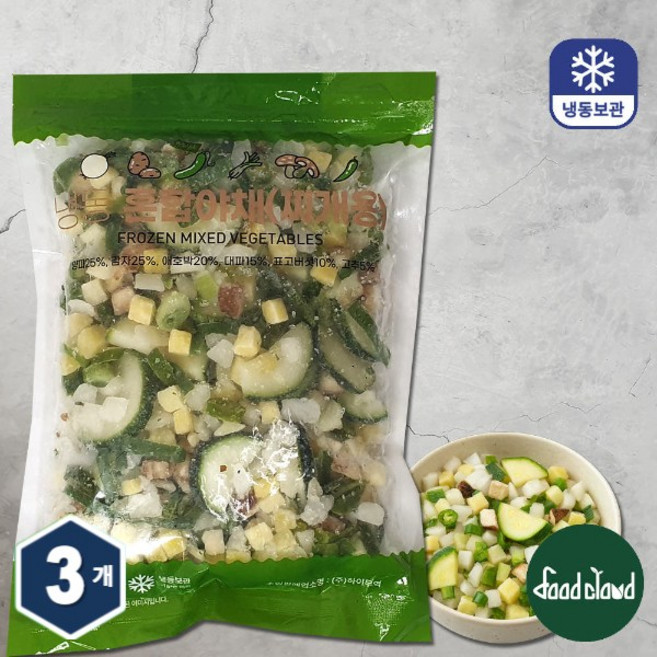 간편한 냉동 혼합야채 6종 야채믹스 찌개용, 3개, 500g