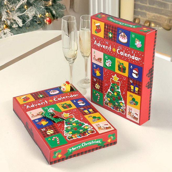 인무드 어드벤트 캘린더 크리스마스 디데이 장난감 초콜릿 달력 어드밴트캘린더 제작 24종 랜덤 선물 박스 만들기, 1개, 레드사이드