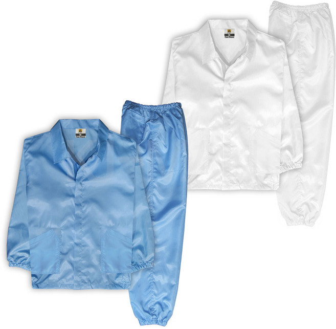 KJ 방진복 상하세트 Y카라 제전복 무진복 제전방진복 클린복 크린룸 반도체 정전기방지 작업복 투피스, 1개, 스카이블루