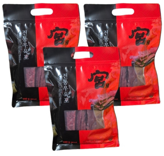 견우푸드 궁 우육포, 280g, 3개