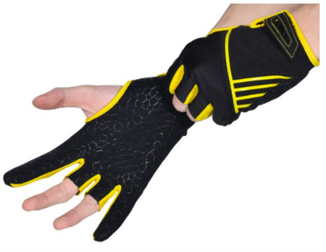 엔코슈 볼링몰 양손 볼링 장갑 장비 용품 오른손 왼손 아대 악세사리 123, 노랑, 1개