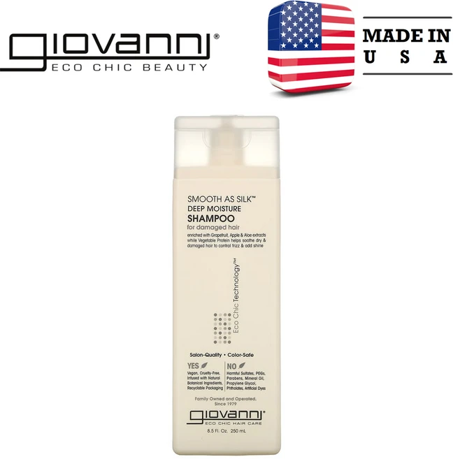 지오바니 Smooth As Silk 딥 모이스처 샴푸 손상된 모발용 250ml (8.5fl oz), 1개 - 쿠팡