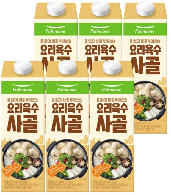 풀무원 요리육수 사골, 1L, 6개