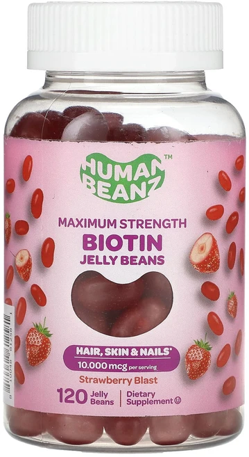 Human Beanz 비오틴 젤리빈 맥시멈 스트렝스 스트로베리 블라스트 2500mcg 젤리빈 120개, HumanBeanz비오틴젤리빈맥시멈스트렝스스트로베리블라, 1개 - 쿠팡