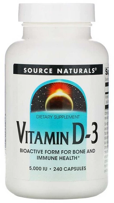 소스내츄럴스 비타민 D-3 5000 IU 캡슐, 1개, 240정 - 쿠팡