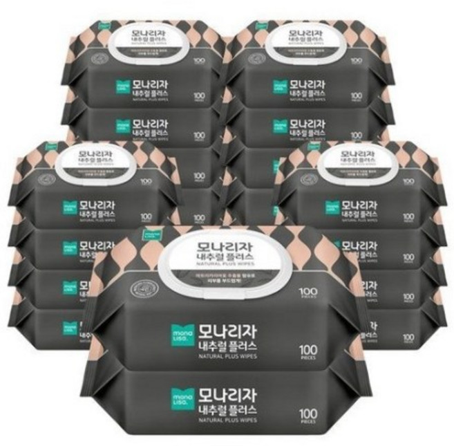 모나리자 내추럴 플러스 물티슈 캡형, 192g, 100매입, 60개