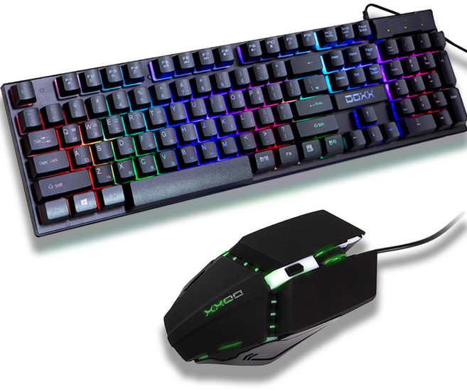 원웨이 LED 키보드 마우스 세트 유선 게이밍 저소음, DX-KM1001(키보드+마우스)