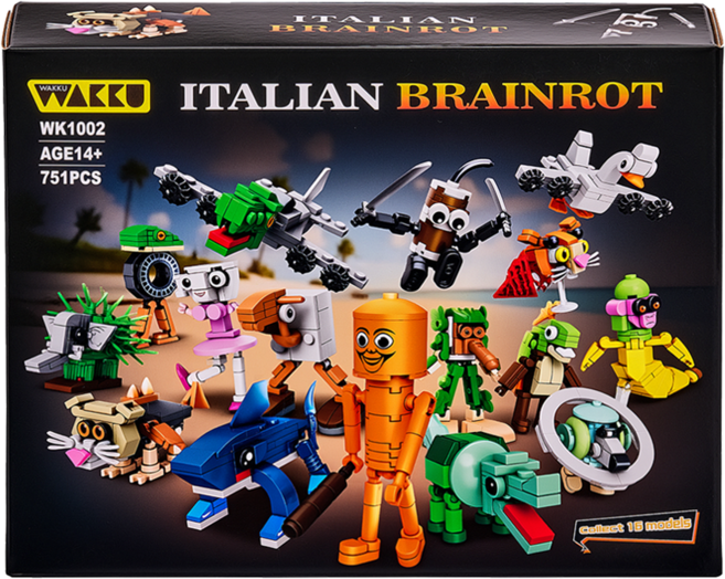 Wakku 이탈리안 브레인롯 Italian brainrot 블록 프리미엄 16종 블럭세트 Pcs751, 16in1 세트