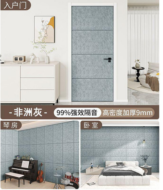 音門貼 隔音板 臥室 入戶門 靜音 降噪, 非洲灰 進口工藝強效隔音+可移除不留膠 ,30cmX60cm 片 10片裝 特厚9, 1個