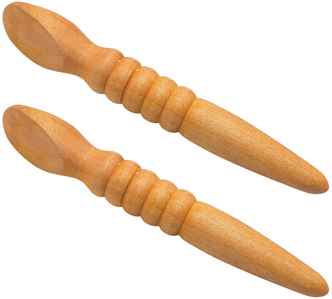 오리 지압기 지압봉 손 발 원목 마사지, 브라운, 2개