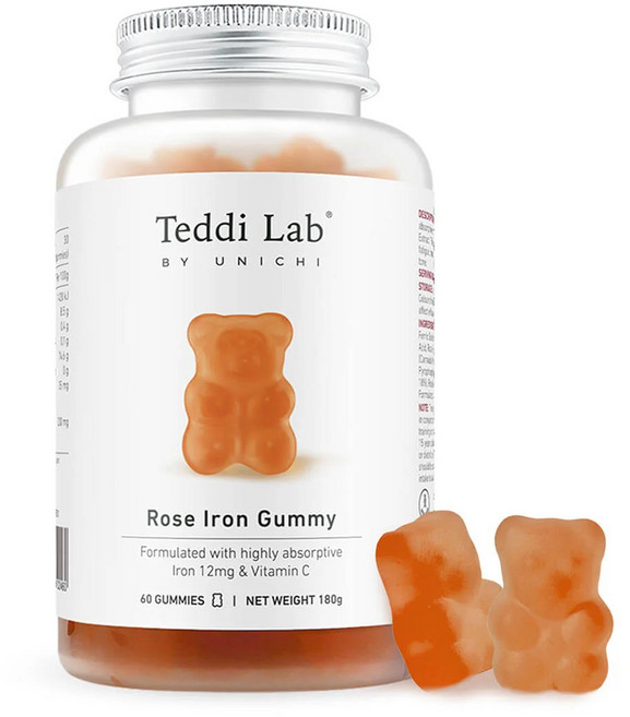 Teddi Lab by Unichi 玫瑰鐵 小熊軟糖 添加鐵12mg及維生素C, 180g, 1個