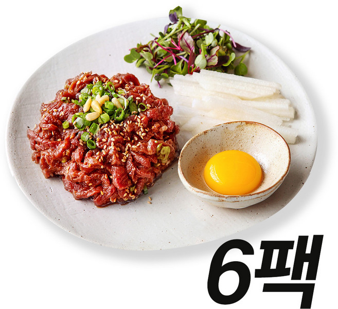 마장동 오늘 썰은 국내산 육회 300g (1분완성 육회소스+마늘팩 증정), 6개