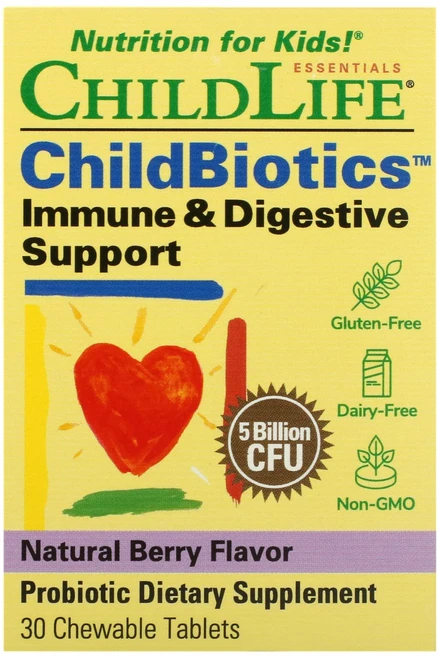 ChildLife Essentials LiveBiotics 면역력 및 소화 지원 천연 베리맛 50억 CFU 츄어블 30정, 1개 - 쿠팡