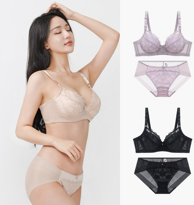 [비너스] CDEFG컵 홑겹 와이어 빅 브라 팬티 (JBR8005S_VI)