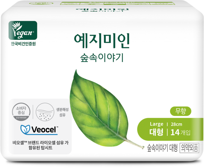 예지미인 숲속이야기 텐셀 대형 생리대 날개형, 14개입, 8개