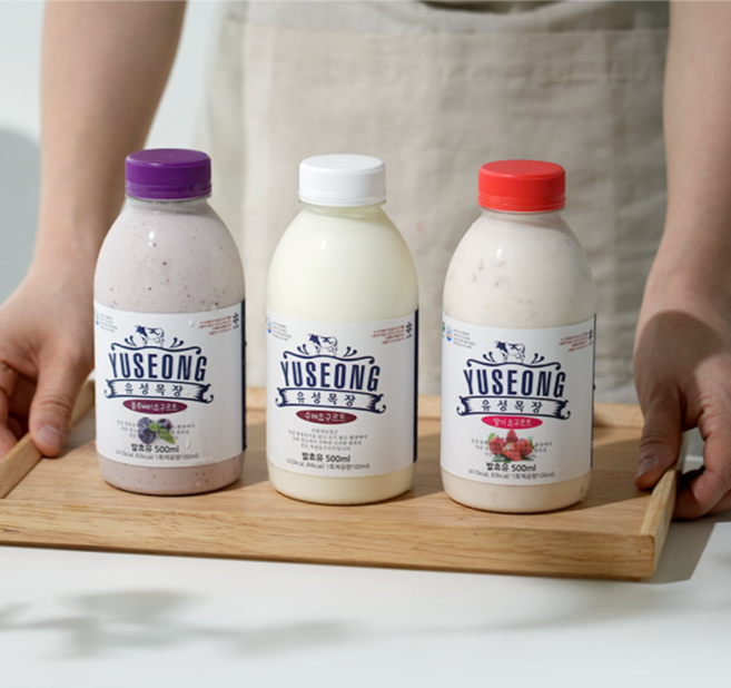 유성목장 수제요거트 3종 500ML 플레인 딸기 블루베리(구매전맛종류확인), 6개, 플레인2+딸기2+블루베리2