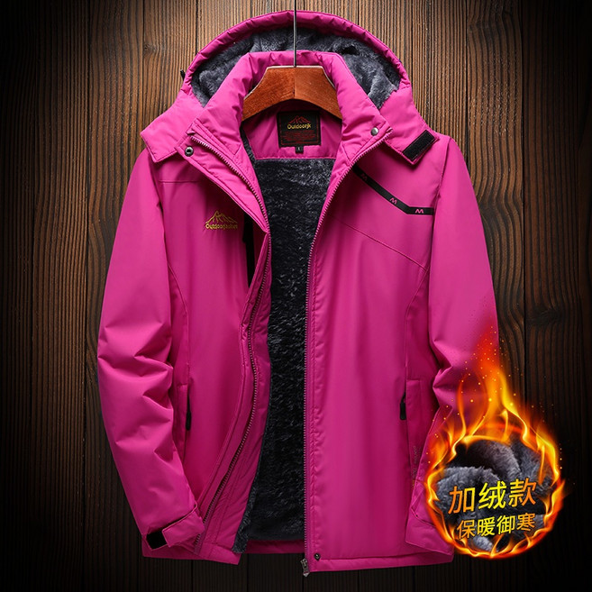加絨防風防水衝鋒衣外套 L-8XL大尺碼 可拆卸帽秋冬防寒刷毛外套 訓練雪山外套登山連帽保暖衝鋒衣