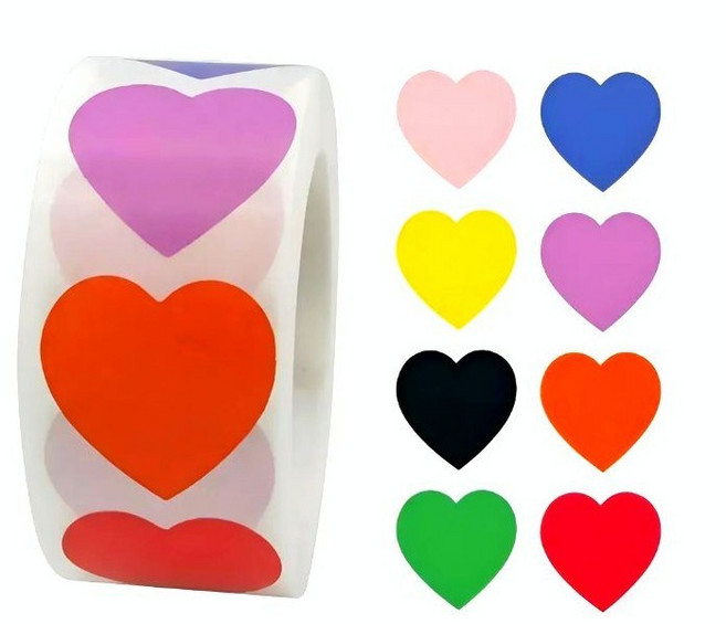 아토담 하트 스트커8색 500매, 2개, 혼합색상