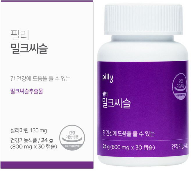 필리 밀크씨슬 유럽산 실리마린 130mg 간 영양제, 1개, 30정