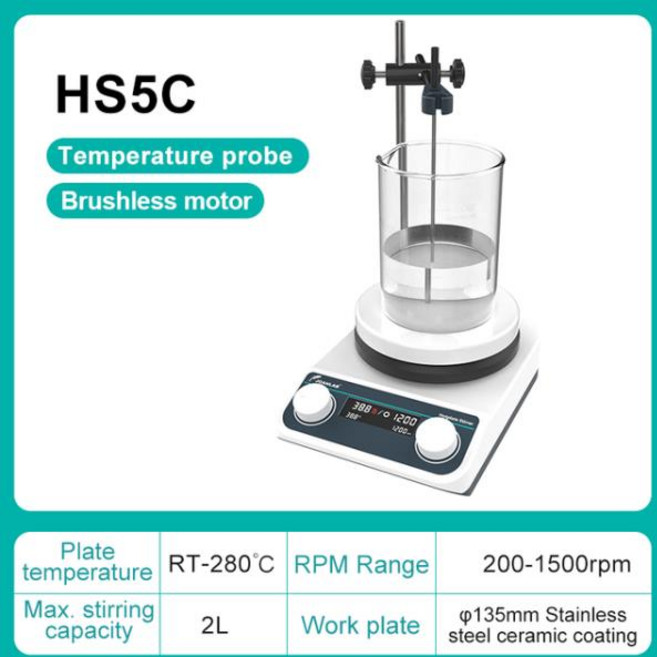 JOANLAB 가열 마그네틱 교반기 디지털 디스플레이 온도 조절 믹서 핫 실험실 20L 110V ~, 5.HS5C(2L LCD) - EU 플러그, 1개