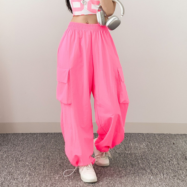 댄마샵 무지 카고 바스락 스트링 와이드 팬츠 방송댄스복 줌바댄스복 에어로빅복 하의