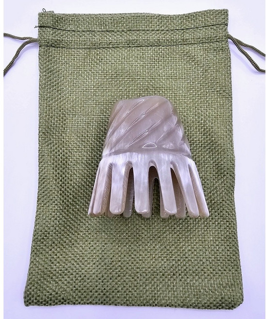 물소뿔 왕관괄사 두피 마사지 괄사 소형 굵은빗살, 1개