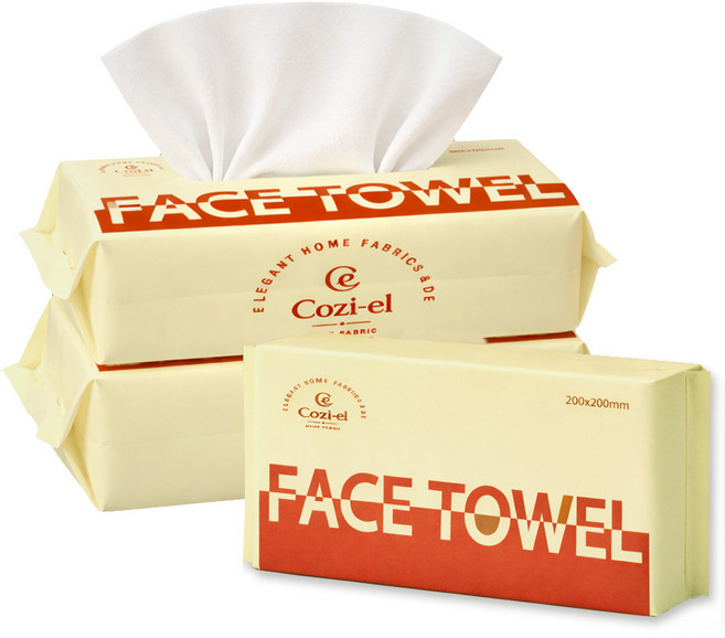 코지엘 페이스 타올 일회용 세안타올 뽑아쓰는 1회용 수건 200x200mm, 3개, 80개입
