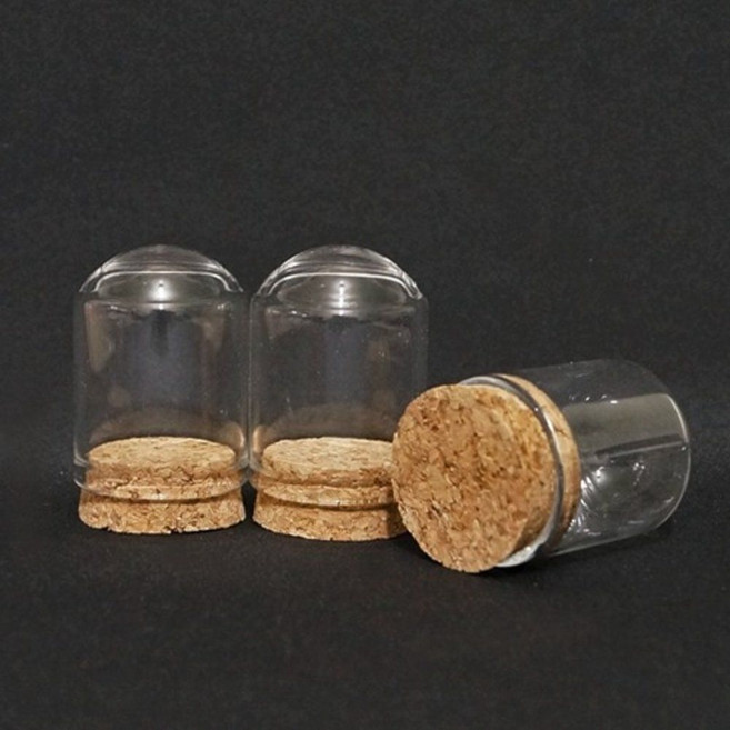 유리돔 용기(다운코르크 라운드)25mm x 50mm (12개 묶음) 유리돔용기 유리돔 유리컵 유리 wkw+4524qB