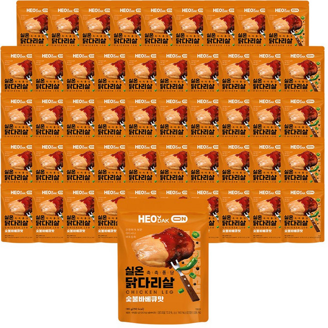 허닭ON 바로먹는 실온보관 닭다리살 숯불바베큐맛, 50개, 120g