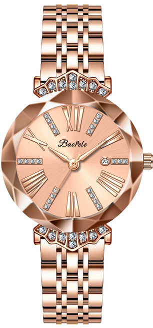보페르 B7590L 여성 로즈골드 라지다이얼 메탈 큐빅시계 데일리 패션시계 생일선물 추천
