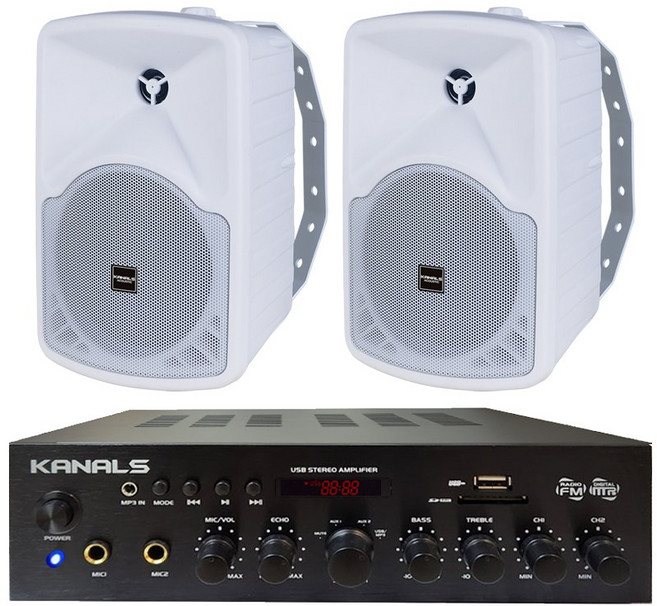 카날스 매장용 160W 블루투스 앰프 + 스피커 세트 + 벽걸이 브라켓 세트, BKM/TS[화이트]