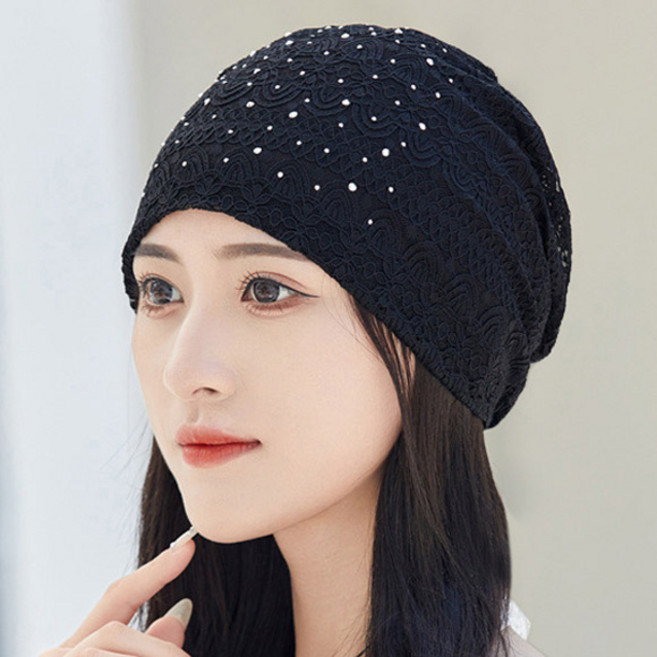 데이즈원 여성 여자 비니 두건 레이스 중년 여성 수면 실내 모자