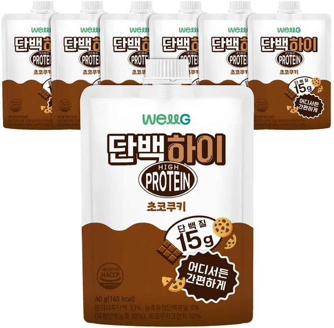 웰그린) 단백하이 초코쿠키, 7개, 40g - 쿠팡