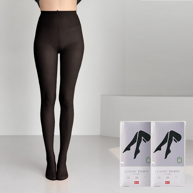 BYC 고탄력 프리미엄 80D 유발 스타킹 2매