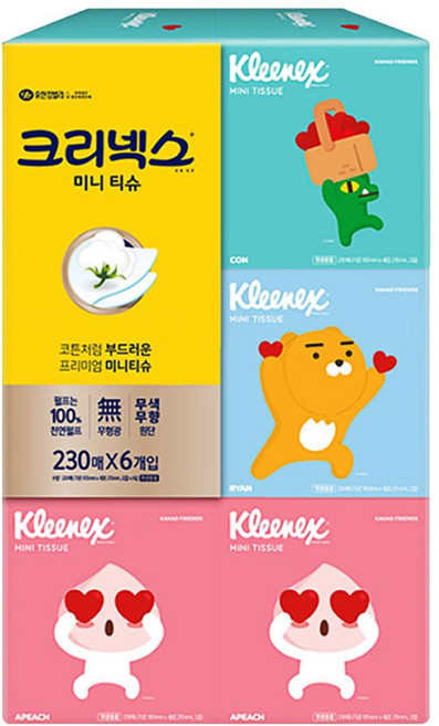 크리넥스 카카오 미니 티슈 2겹, 230매, 1세트