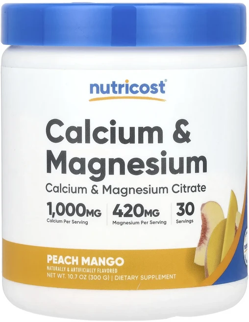 Nutricost 칼슘 및 마그네슘 복숭아 망고 300g(10.7oz), Nutricost칼슘및마그네슘복숭아망고300g107oz, 300g, 1개 - 쿠팡