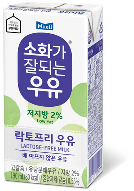 매일유업 소화가 잘되는 우유 저지방, 190ml, 72개