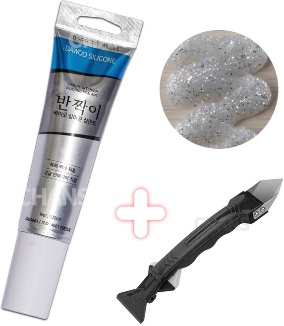 항균 튜브형 바이오 반짝이 실리콘 은색펄(다기능 실리콘제거기 증정) 주방 욕실 싱크대 방수, 1개