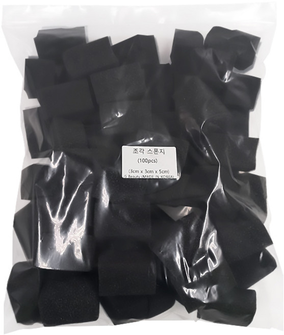 JS 조각 스펀지 100개입 미용실 일회용 미니 스폰지 머리카락 털이개, 1개