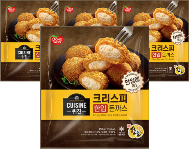 2+2 동원 퀴진 크리스피 바삭한 한입돈까스 450g x 4개