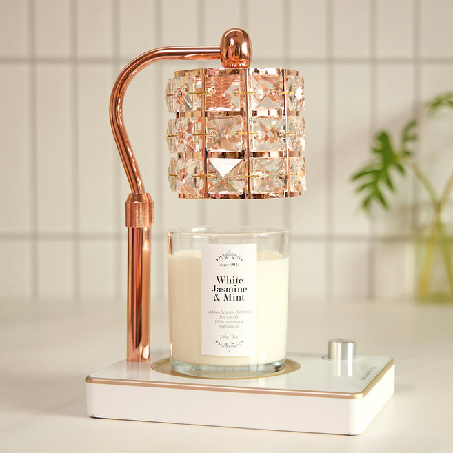 캔들백화점 루시드 로즈골드 캔들워머+소이캔들 세트, 280g, 루시드 로즈골드 화이트(워머), 체리블러썸