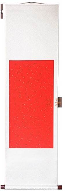 汶采 精裱萬年紅宣掛軸 四尺宣紙卷軸 仿綾布裝裱 書畫立軸 灑金 35x69cm, 精裱萬年紅宣掛軸(灑金)-35*69