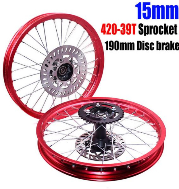 KLX CRF Kayo BSE 더트 피트 자전거 오토바이용 알루미늄 합금 휠 스프로킷 디스크 브레이크 포함 전면 후, 08 RED 15mm B, 1개